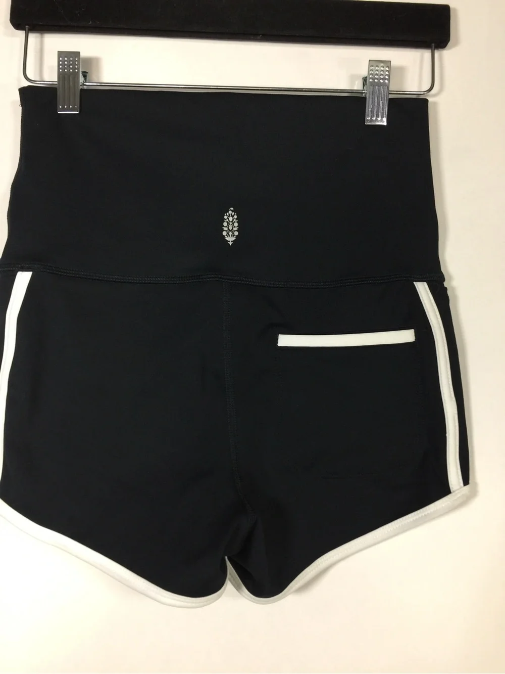 Free People Sporty Black High-Rise Athletic Shorts with White Trim